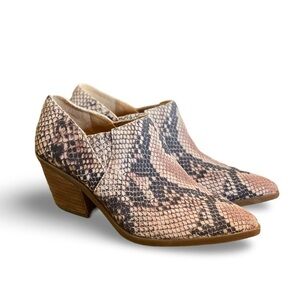 Lucky Brand Wild West Tabea Leather Snake Print Ankle Boots Size 7
